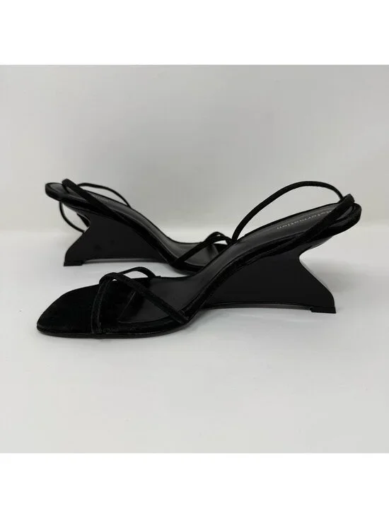 New Reformation Emilia Wedge Sandal Black Sz 7.5 - Picture 10 of 12